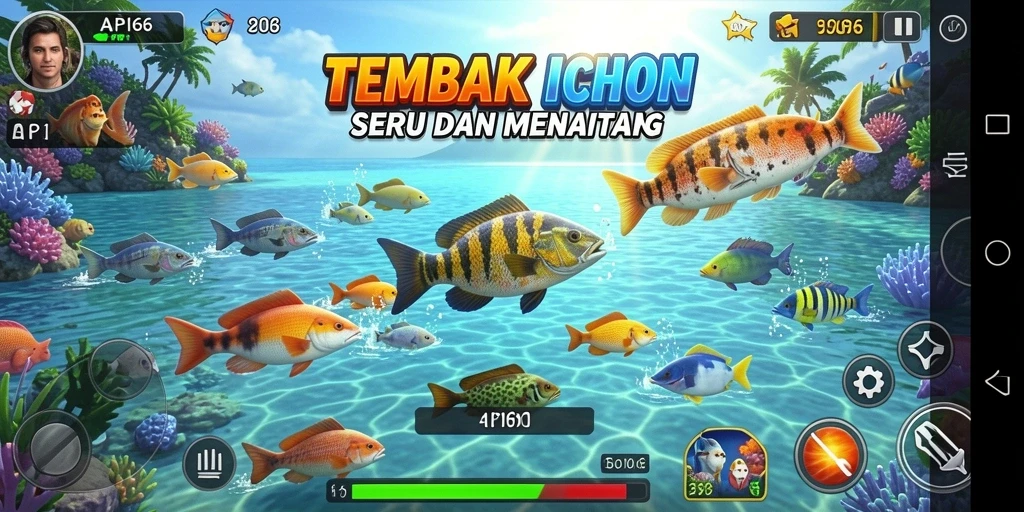 Tampilan gameplay menembak ikan yang seru dan menantang di API66.