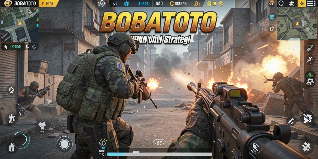 Tampilan gameplay BOBATOTO yang menegangkan dalam pertempuran FPS.
