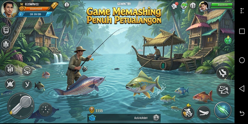 Screenshot GOWIN789 menampilkan aksi memancing yang realistis dan mendebarkan.