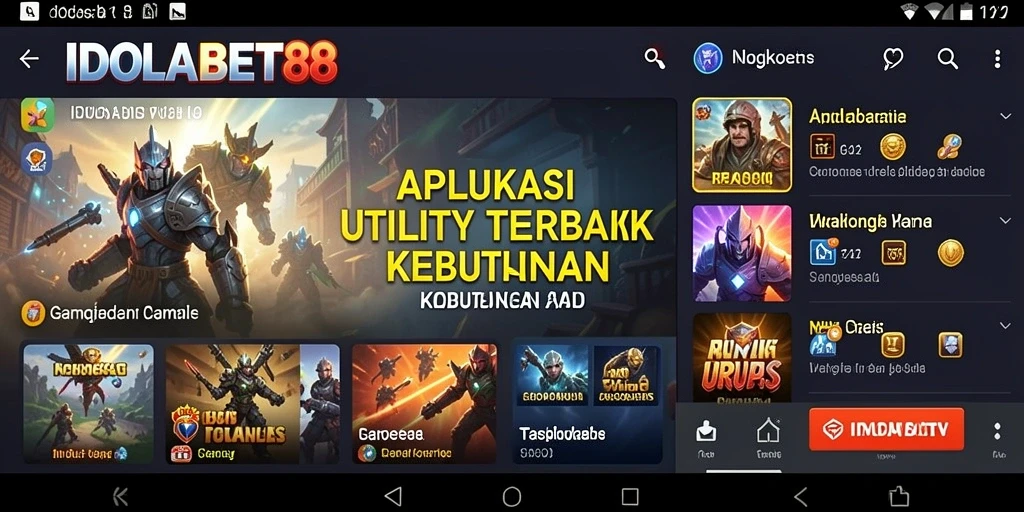 Tampilan utama IDOLABET88 dengan fitur-fitur Utility yang lengkap.