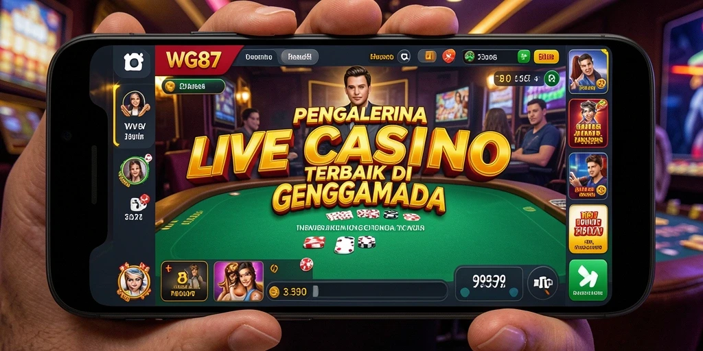 Screenshot gameplay WG87 menampilkan dealer langsung dan interaksi pemain.